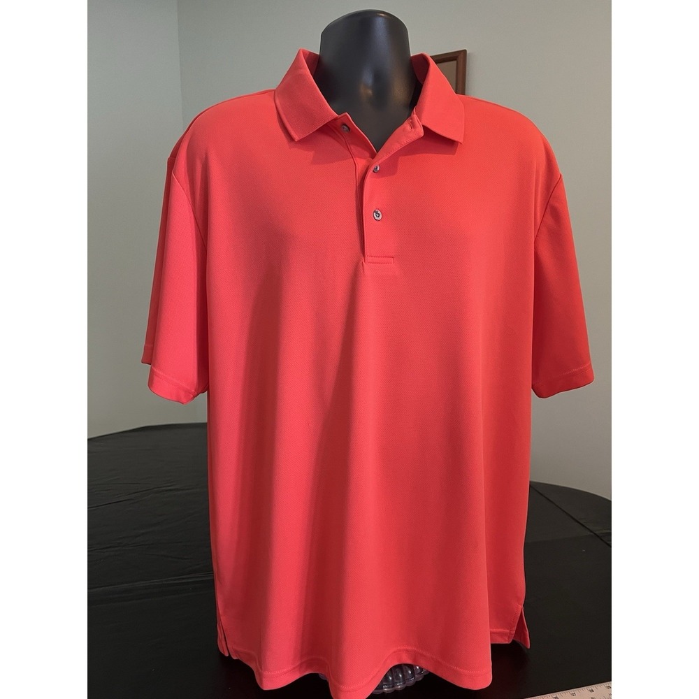 PGA Tour Airflux Mens Golf Polo Shirt Size XL Orange Pullover Short Sleeve